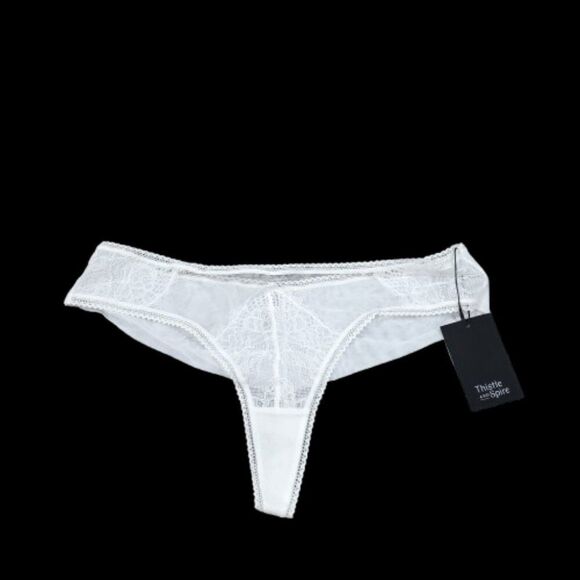 Thistle and Spire Eyelash Lace Mirage Thong Ivory White Size XL 261603 Sheer - Picture 2 of 7
